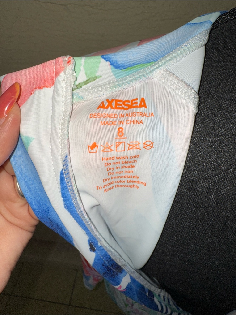 AXESEA Floral Rash Guard Swim Top UPF Surf Beach Tropical Size 8 - Picture 7 of 9